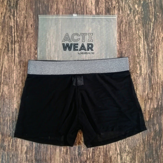 Short Transparencia con pretina plata